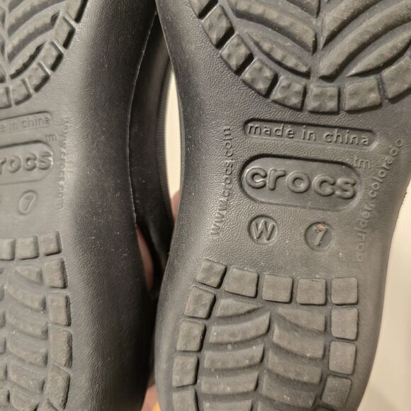 CROCS Kadee Ballet Flats Womens 7 Slip-On Shoes Sandals Mary Jane Black Rubber - Picture 14 of 14